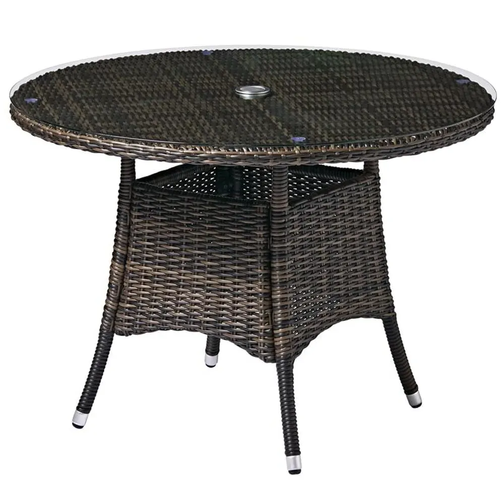 Coachella Round Dining Table - Brown, Glass image