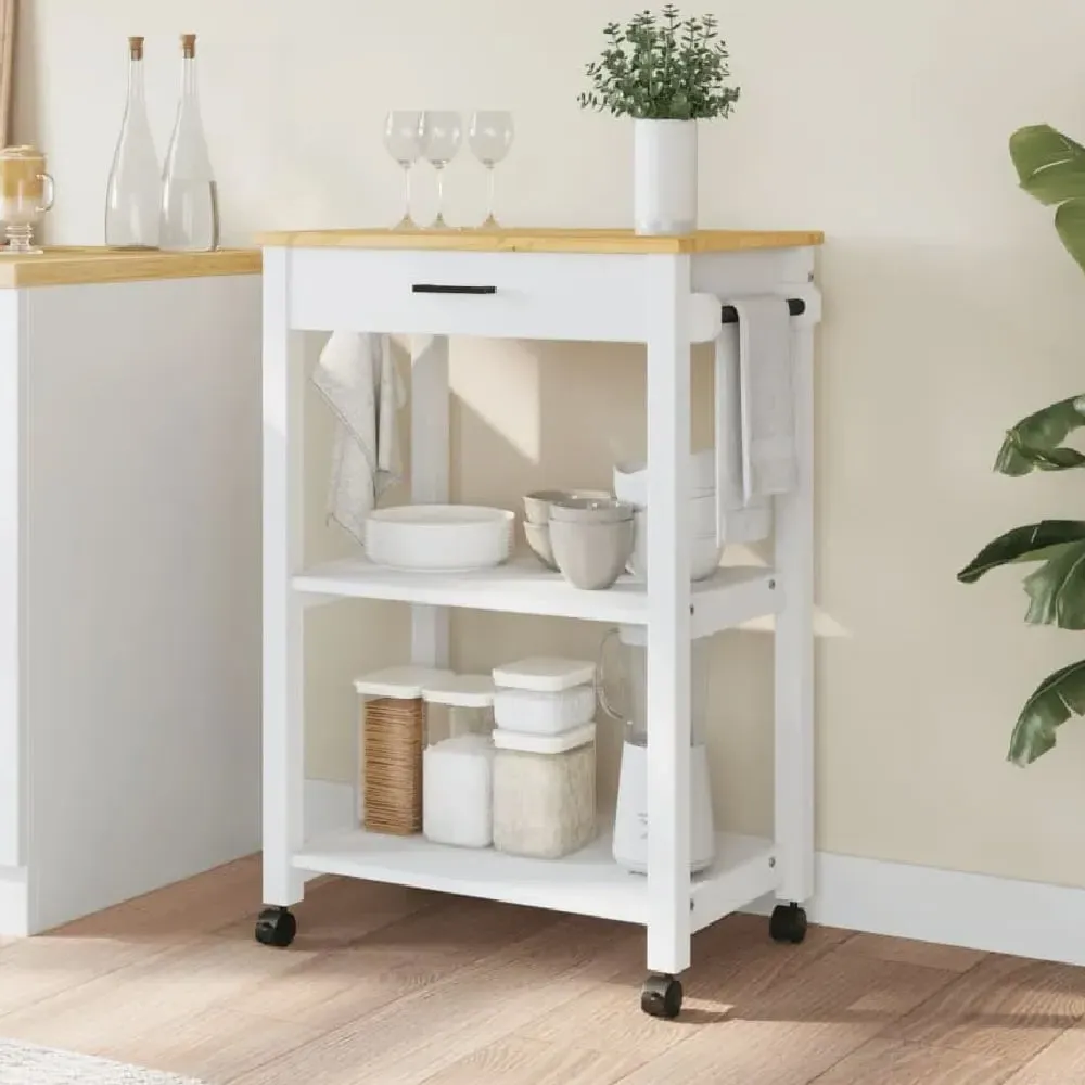 Coachella Small Kitchen Trolley with Drawer - White Oak, Pine product
