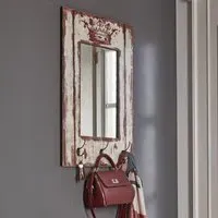 Coachella Wall Mirror with Coat Hanger - Motif, Wood
