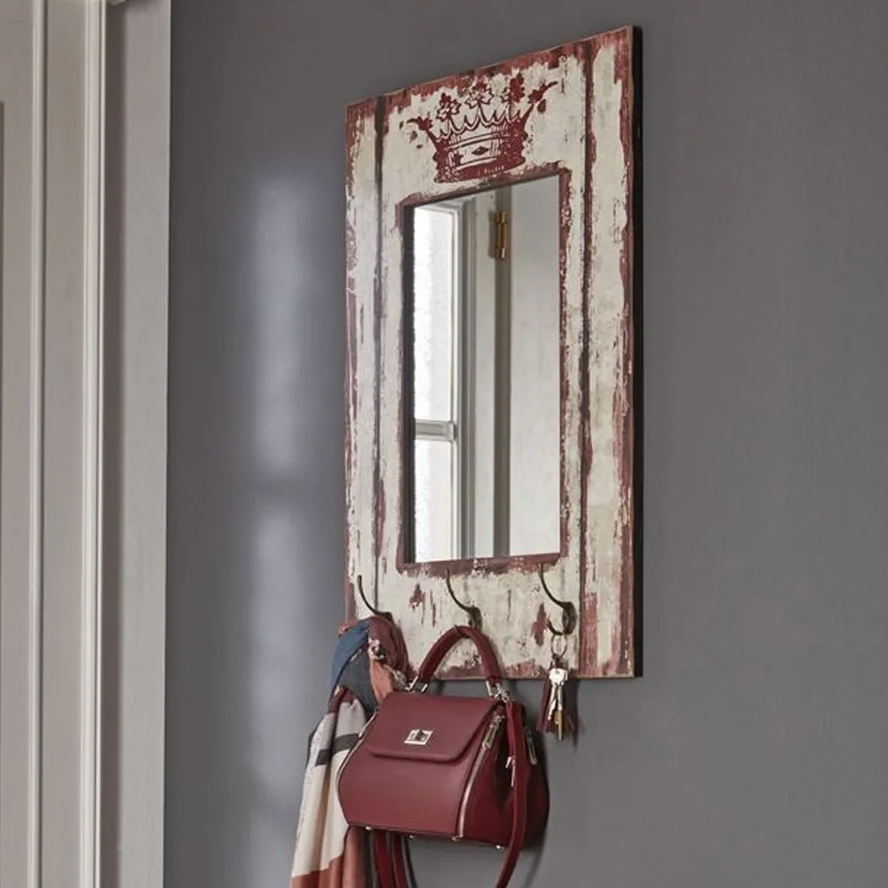 Coachella Wall Mirror with Coat Hanger - Motif, Wood image