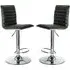 Coble Adjustable Bar Stools with Chrome Base - Black, Faux Leather
