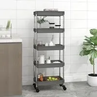 Cobleskill 5 Tier Kitchen Trolley - Grey, ABS Plastic