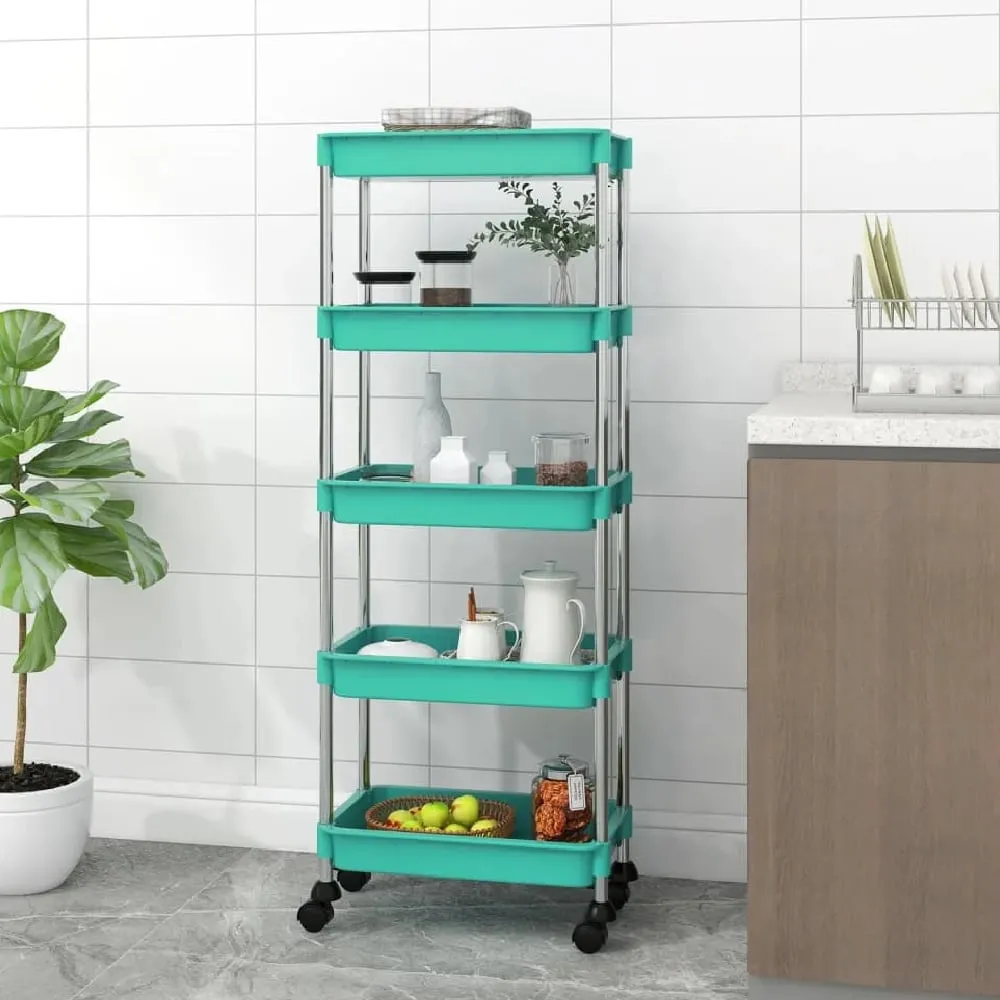 Cobleskill 5 Tier Kitchen Trolley - Turquoise, ABS Plastic image