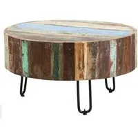 Coburg Drum Coffee Table - Vintage Oak, Reclaimed Wood