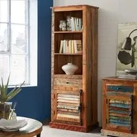 Coburg Narrow Bookcase with Storage - Reclaimed Wood