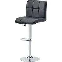 Coco Adjustable Bar Stool with Gas-Lift - Black, Faux Leather