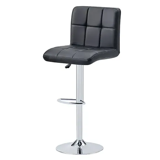 Coco Adjustable Bar Stool with Gas-Lift - Black, Faux Leather