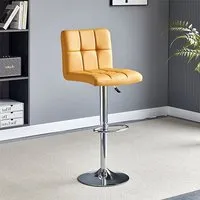 Coco Adjustable Bar Stool with Gas-Lift - Curry, Faux Leather