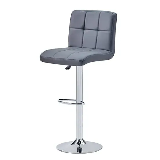 Coco Adjustable Bar Stool with Gas-Lift - Grey, Faux Leather