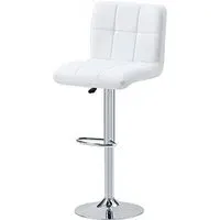 Coco Adjustable Bar Stool with Gas-Lift - White, Faux Leather