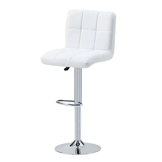 Coco Adjustable Bar Stool with Gas-Lift - White, Faux Leather