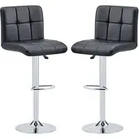 Coco Adjustable Bar Stools with Chrome Base - Black, Faux Leather