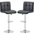 Coco Adjustable Bar Stools with Chrome Base - Black, Faux Leather