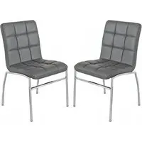 Coco Dining Chairs with Chrome Legs - Grey, Faux Leather