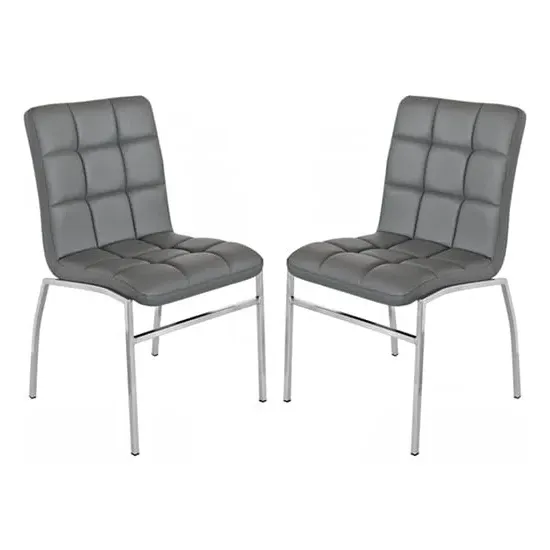Coco Dining Chairs with Chrome Legs - Grey, Faux Leather