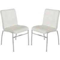 Coco Dining Chairs with Chrome Legs - White, Faux Leather
