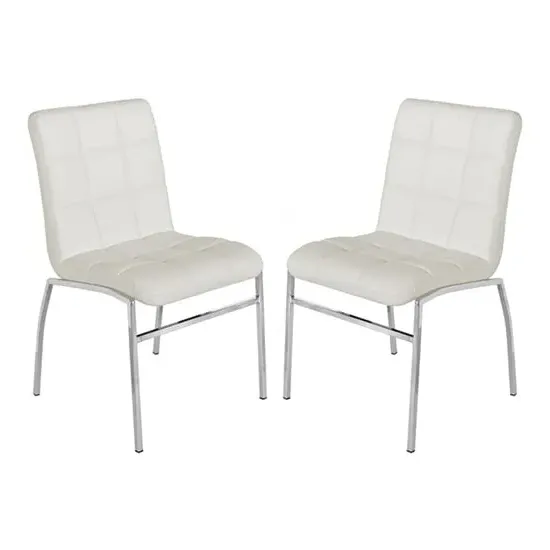 Coco Dining Chairs with Chrome Legs - White, Faux Leather image
