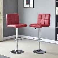 Coco Height-Adjustable Bar Stools with Chrome Base - Bordeaux