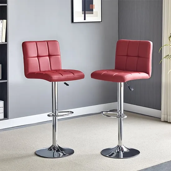 Coco Height-Adjustable Bar Stools with Chrome Base - Bordeaux image