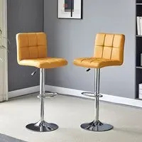 Coco Height-Adjustable Bar Stools with Chrome Base - Curry