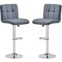 Coco Height-Adjustable Bar Stools with Chrome Base - Grey