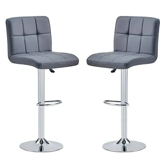 Coco Height-Adjustable Bar Stools with Chrome Base - Grey image