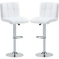 Coco Height-Adjustable Bar Stools with Gas-Lift - White, Faux Leather