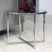 Coeur Round Side Table - Clear Glass, Chrome