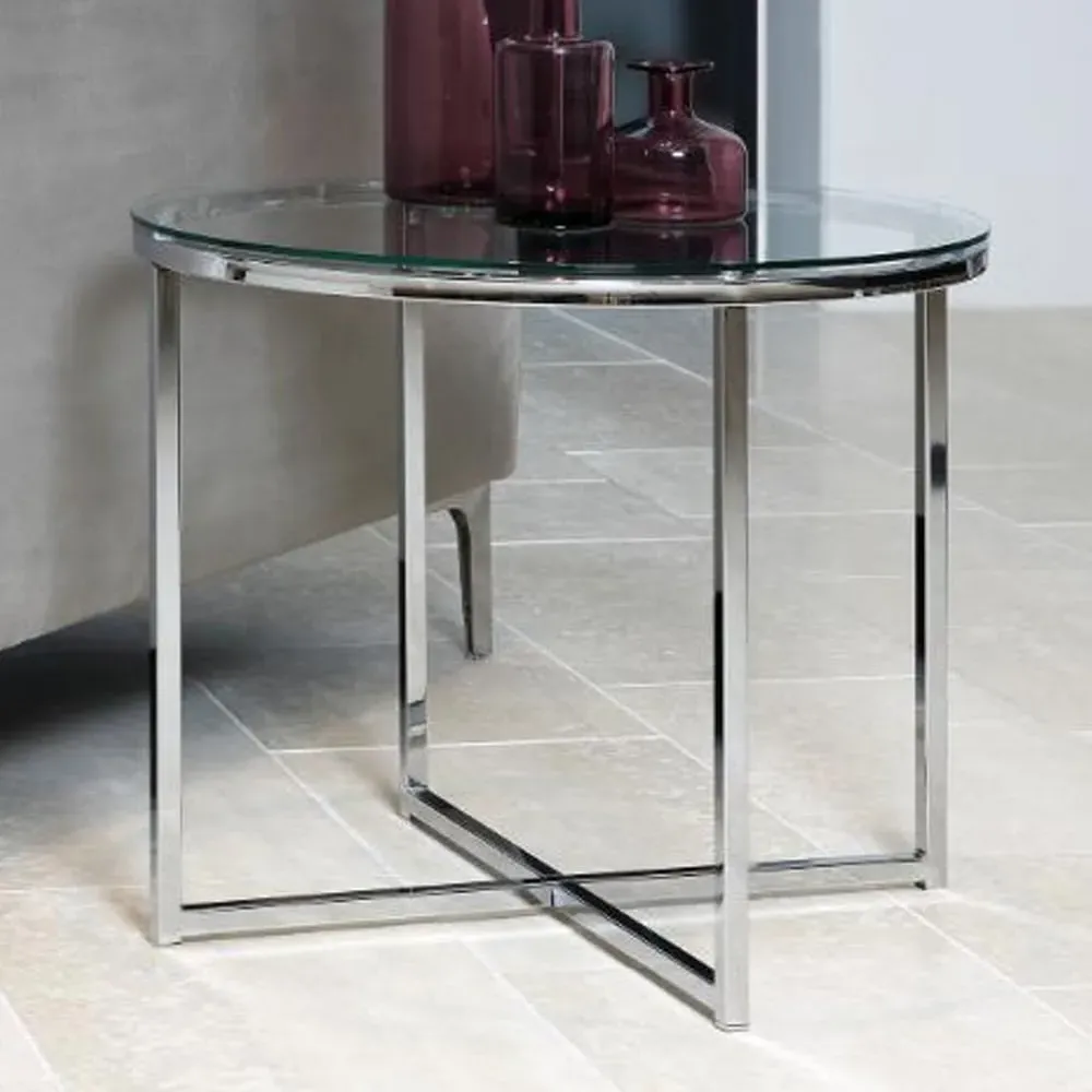 Coeur Round Side Table - Clear Glass, Chrome image