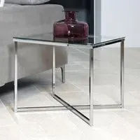 Coeur Square Side Table - Clear Glass, Chrome