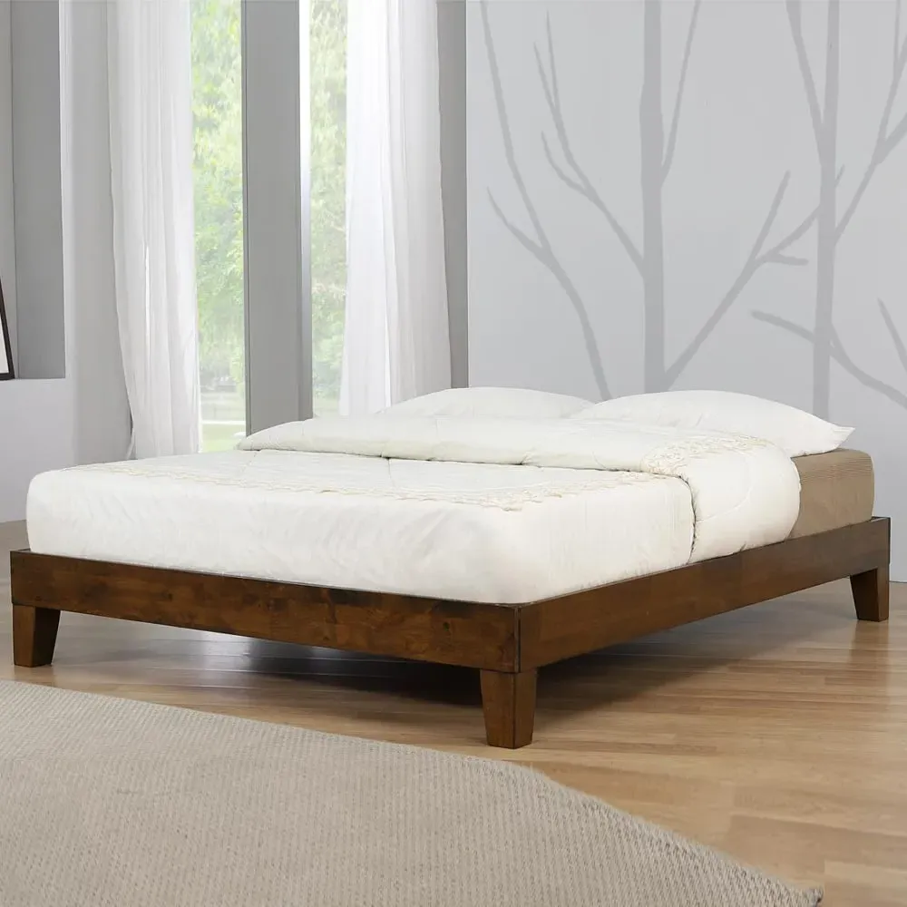 Cohasset King Size Platform Bed Frame - Rustic Oak