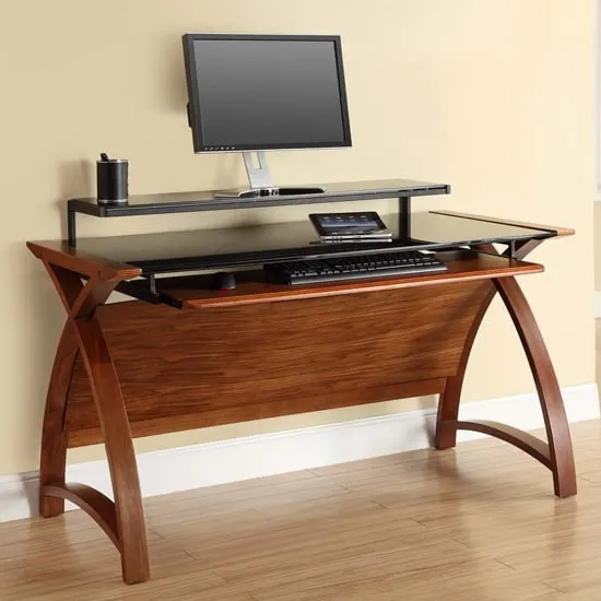 Cohen Curve Large Computer Desk - Black, Walnut