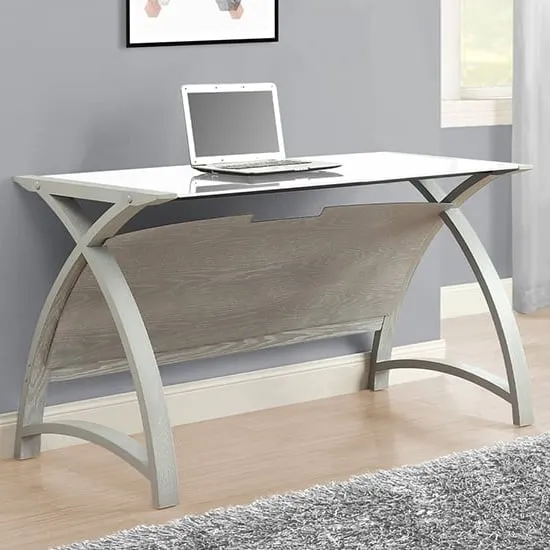 Cohen Curve Large Laptop Table - White, Grey