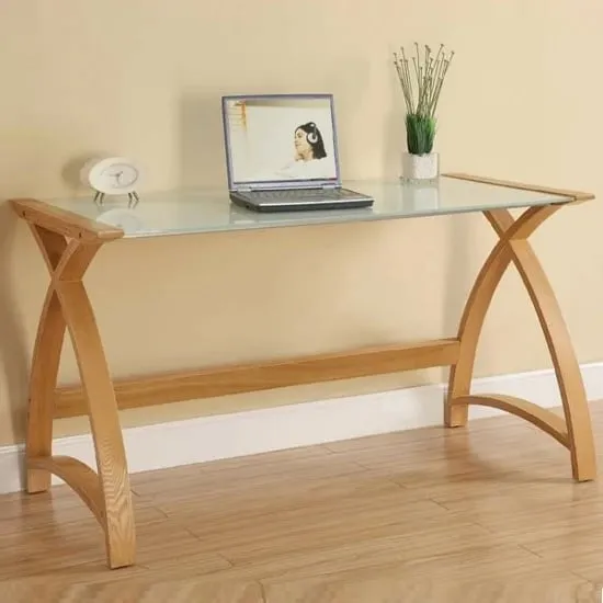 Cohen Curve Large Laptop Table - White, Oak
