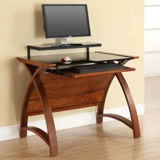 Cohen Curve Small Computer Desk - Black, Walnut
