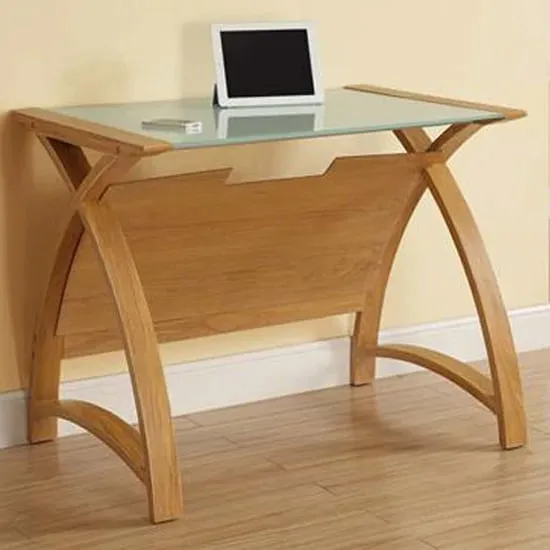 Cohen Curve Small Laptop Table - White, Oak image