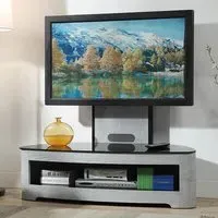 Cohen Curved Cantilever TV Stand - Grey Ash, Black Glass