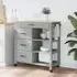 Coimbra Kitchen Trolley with 4 Drawers - Grey, Pine Wood