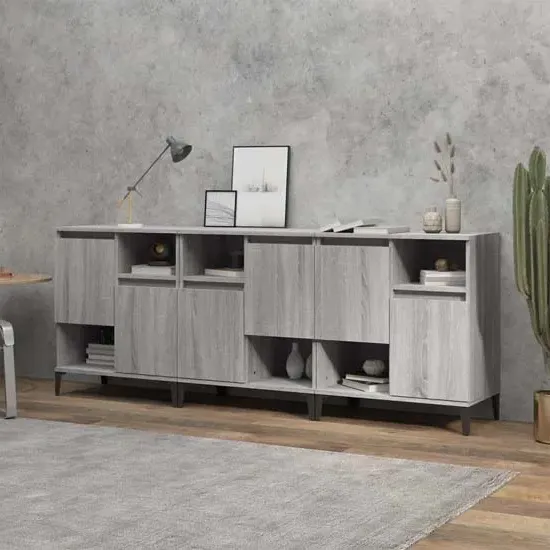 Coimbra Sideboard with 6 Doors - Grey Sonoma Oak, Engineered Wood product