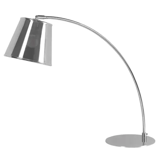 Coldin Arched Table Lamp with PVC Shade - Chrome, Metal