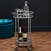 Colin Round Glass Drinks Trolley with Wheels - Silver