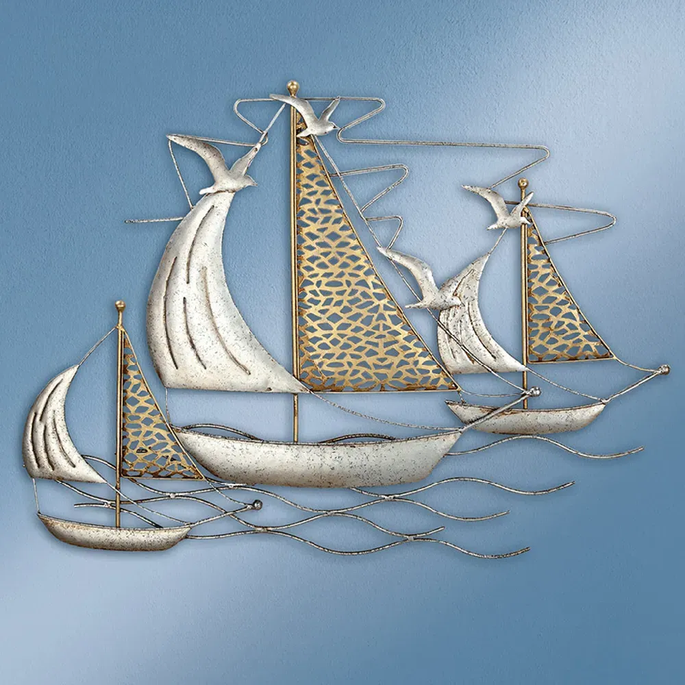 Colindale Metal Boat Sculpture - Gold, Silver product