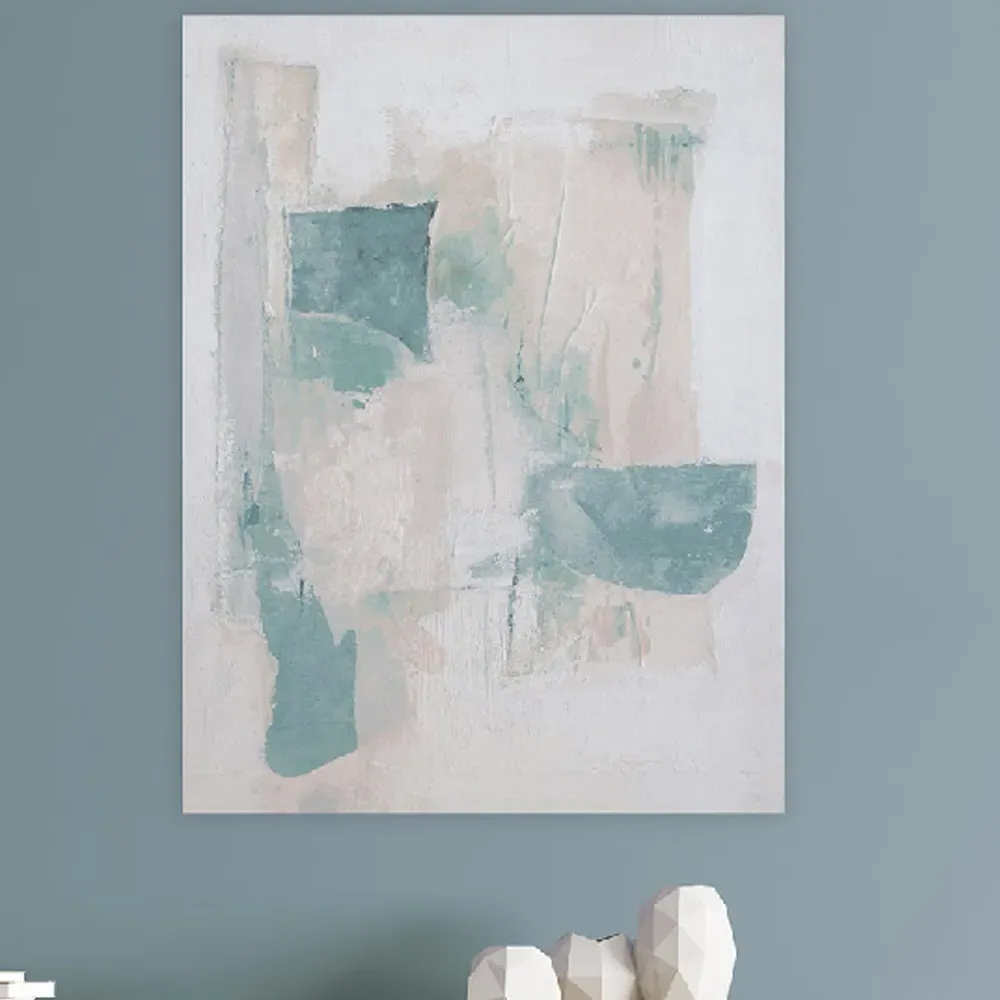 Colindale Rectangular Geometric Wall Art - White, Canvas product