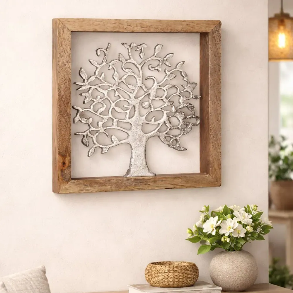 Colindale Small Tree of Life Wall Art - Natural, Silver product