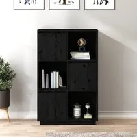 Colix 3-Door Storage Cabinet - Black, Pine Wood