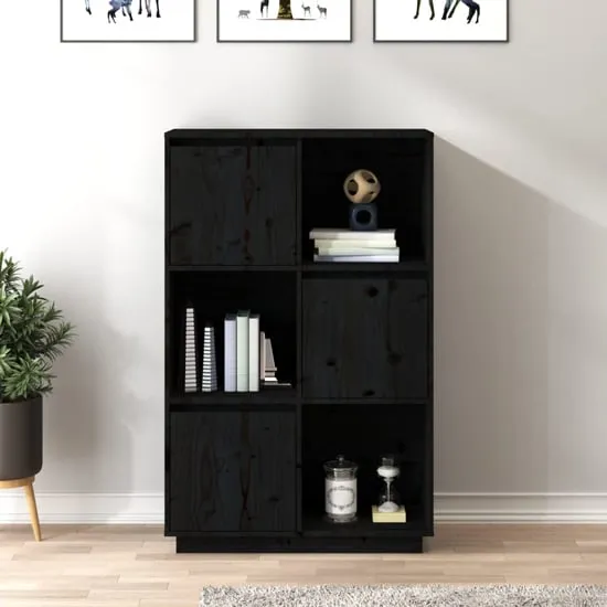 Colix 3-Door Storage Cabinet - Black, Pine Wood