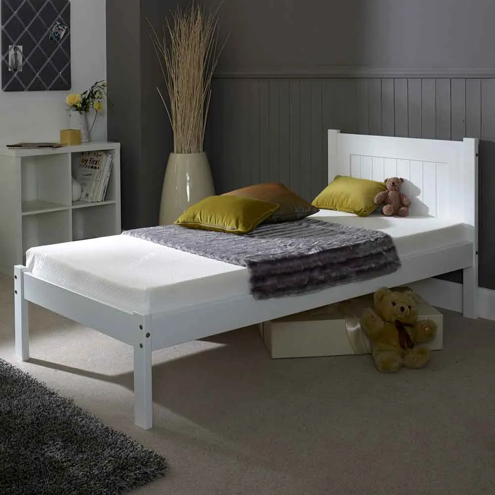 Colman King Size Bed Frame - White, Pine