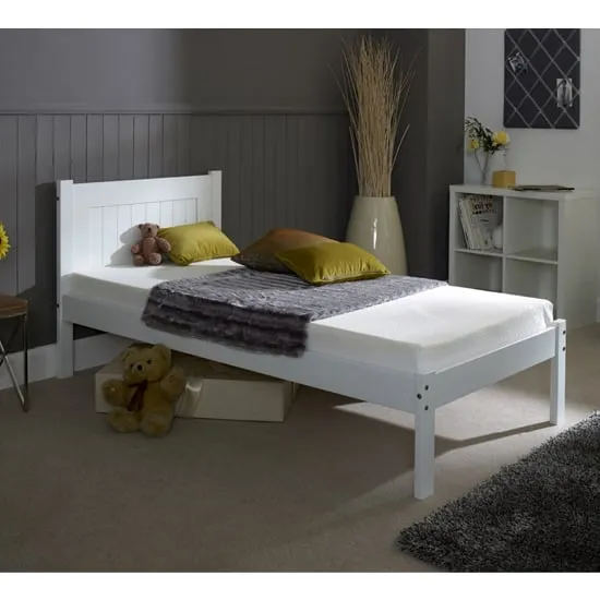 Colman Single Bed Frame - White, Pine