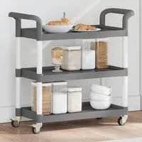 Colquitt 3-Tier Trolley with Wheels - Grey, Polypropylene