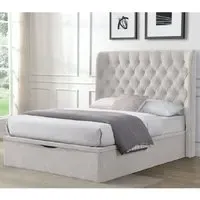 Colusa Double Ottoman Storage Bed - Beige, Fabric